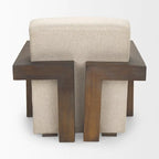 Sovereign Beige Fabric w/ Dark Brown Solid Wood Frame Accent Chair