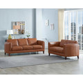 Top Grain Leather Sofa and Loveseat Set With Feather, Memory Foam and Springs