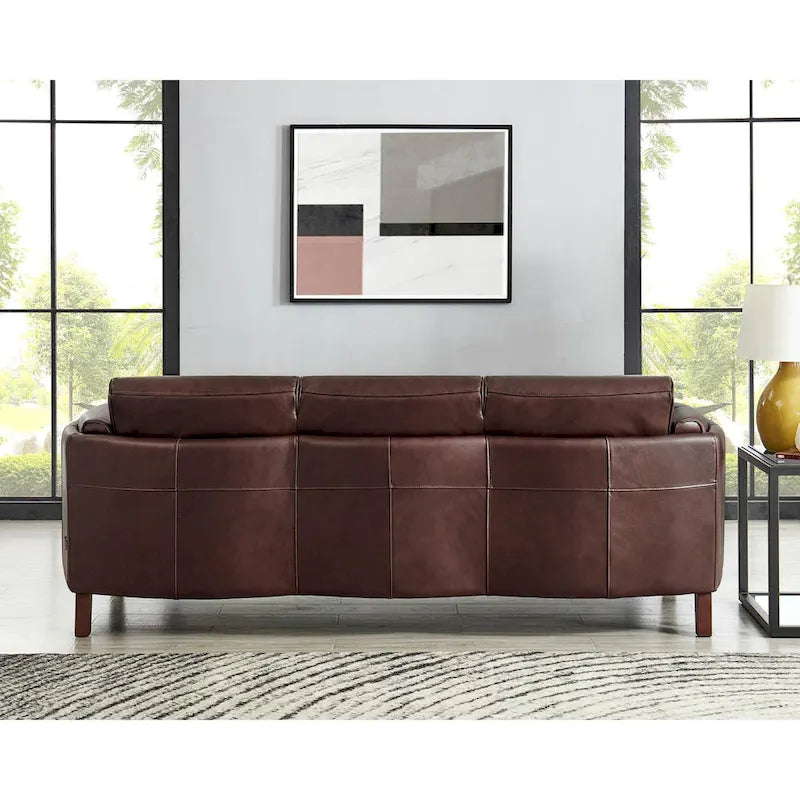 Top Grain Leather Sofa and Loveseat Set With Feather, Memory Foam and Springs