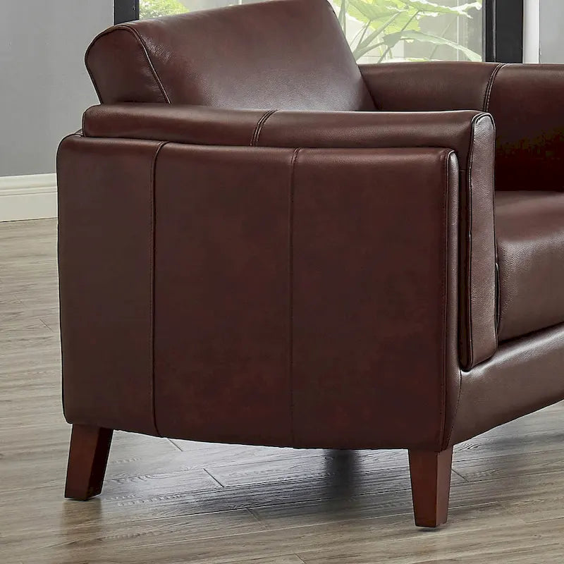 Top Grain Leather Sofa and Loveseat Set With Feather, Memory Foam and Springs