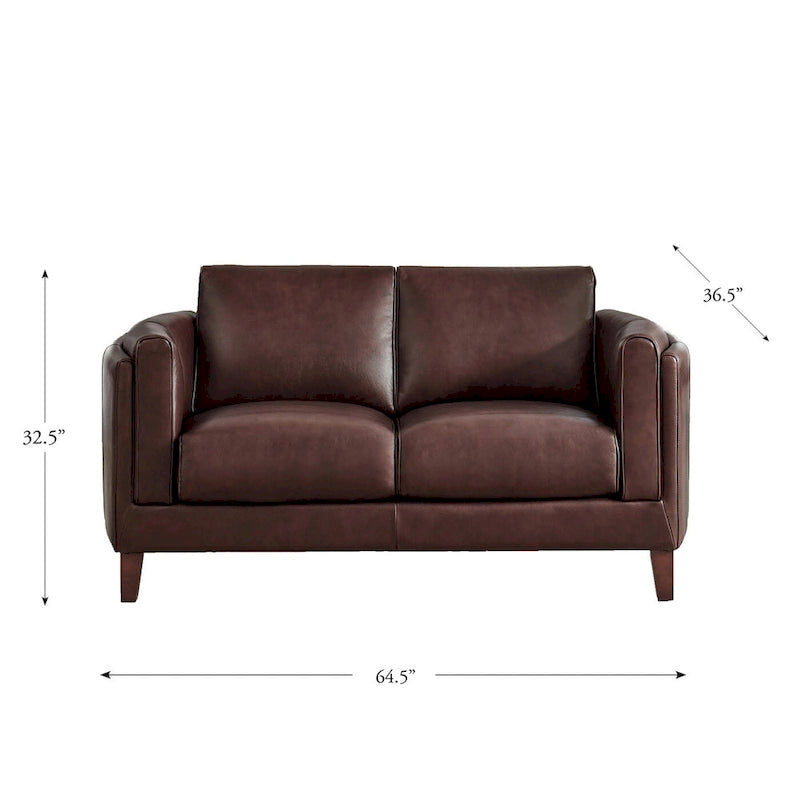 Top Grain Leather Sofa and Loveseat Set With Feather, Memory Foam and Springs