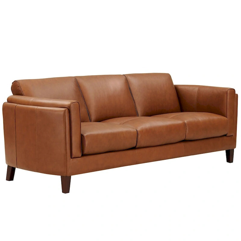 Top Grain Leather Sofa and Loveseat Set With Feather, Memory Foam and Springs