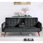 Velvet Convertible Sleeper Sofa - Black/Rose/Eggplant/Yellow/Burgundy - 2-3 Person