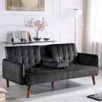 Velvet Convertible Sleeper Sofa - Black/Rose/Eggplant/Yellow/Burgundy - 2-3 Person