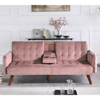Velvet Convertible Sleeper Sofa - Black/Rose/Eggplant/Yellow/Burgundy - 2-3 Person