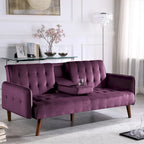 Velvet Convertible Sleeper Sofa - Black/Rose/Eggplant/Yellow/Burgundy - 2-3 Person