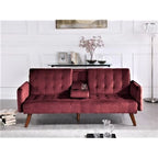 Velvet Convertible Sleeper Sofa - Black/Rose/Eggplant/Yellow/Burgundy - 2-3 Person