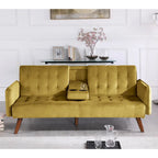 Velvet Convertible Sleeper Sofa - Black/Rose/Eggplant/Yellow/Burgundy - 2-3 Person