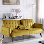 Velvet Convertible Sleeper Sofa - Black/Rose/Eggplant/Yellow/Burgundy - 2-3 Person