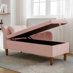 Velvet Chaise Lounge with Storage - Single Seat (Navy Blue/Pink/Black/Beige/Grey)