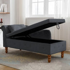 Velvet Chaise Lounge with Storage - Single Seat (Navy Blue/Pink/Black/Beige/Grey)