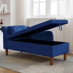 Velvet Chaise Lounge with Storage - Single Seat (Navy Blue/Pink/Black/Beige/Grey)