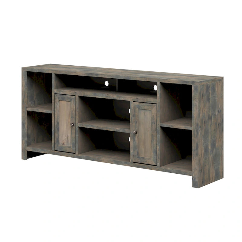 74" TV Stand Console for TVs up to 85", Barnwood/Aged Whiskey/Jasmine White