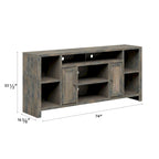 74" TV Stand Console for TVs up to 85", Barnwood/Aged Whiskey/Jasmine White