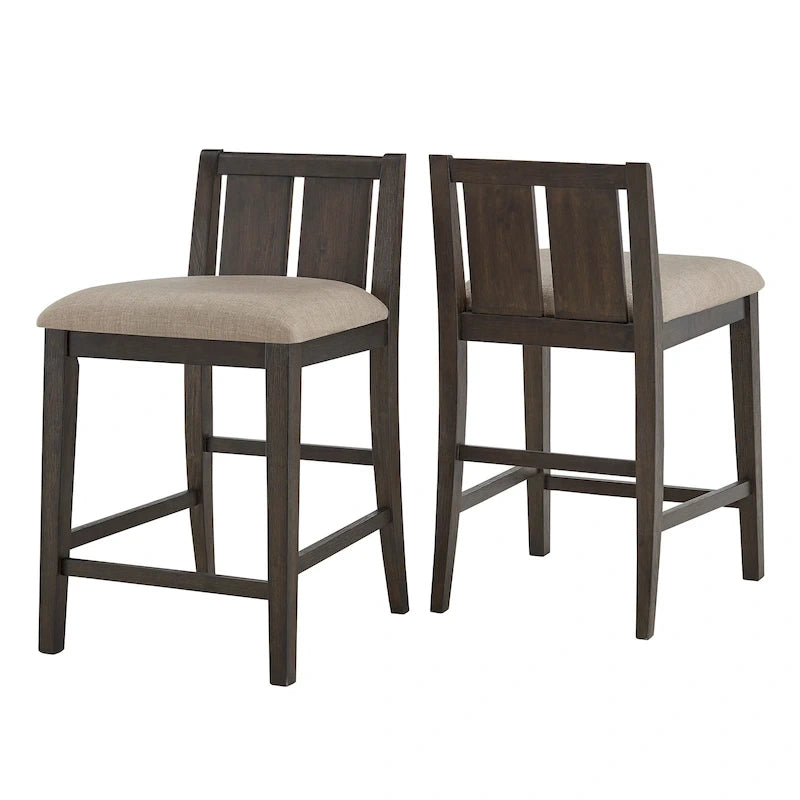Two-Tone Fabric Counter Height Chairs - Set of 2