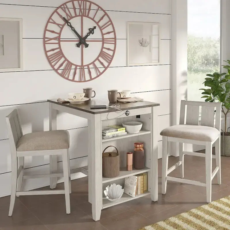 Two-Tone Fabric Counter Height Chairs - Set of 2