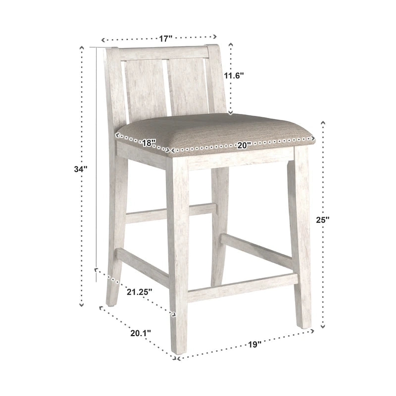 Two-Tone Fabric Counter Height Chairs - Set of 2