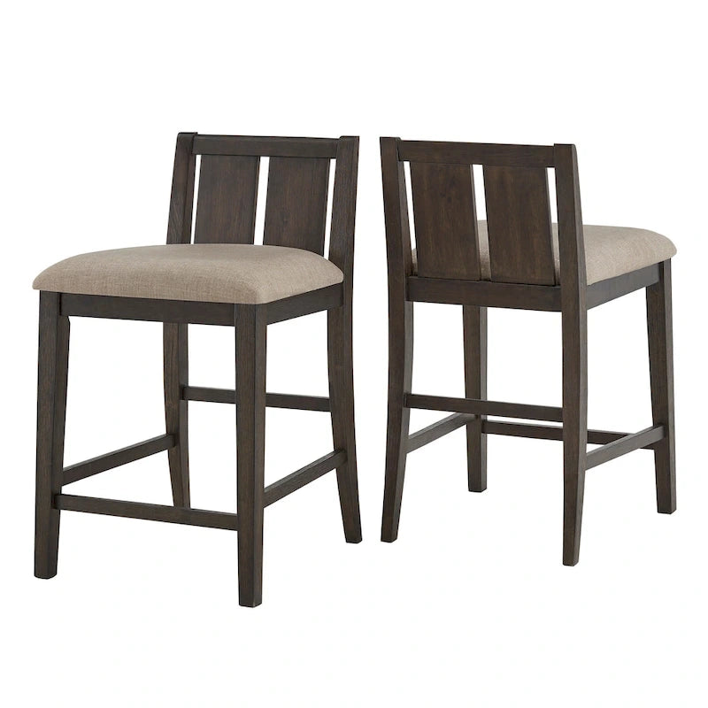 Two-Tone Fabric Counter Height Chairs - Set of 2