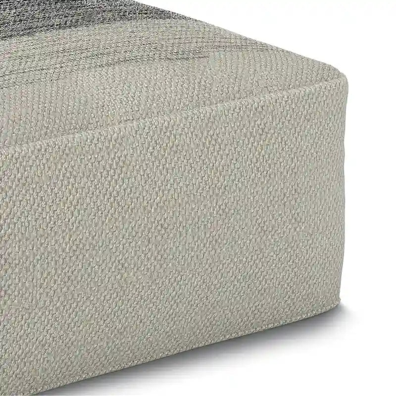 Grey and White Woven Square Pouf (Recycled PET Polyester Fiber)