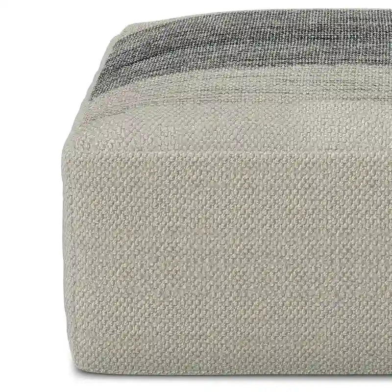 Grey and White Woven Square Pouf (Recycled PET Polyester Fiber)