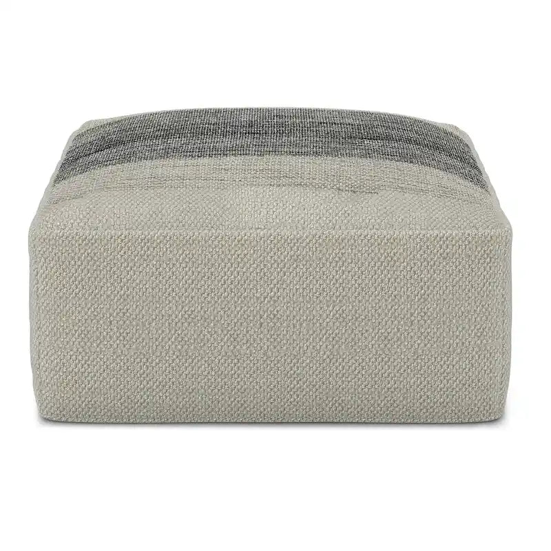 Grey and White Woven Square Pouf (Recycled PET Polyester Fiber)