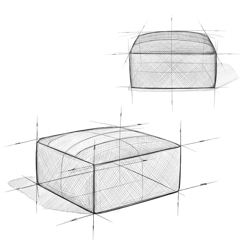 Grey and White Woven Square Pouf (Recycled PET Polyester Fiber)