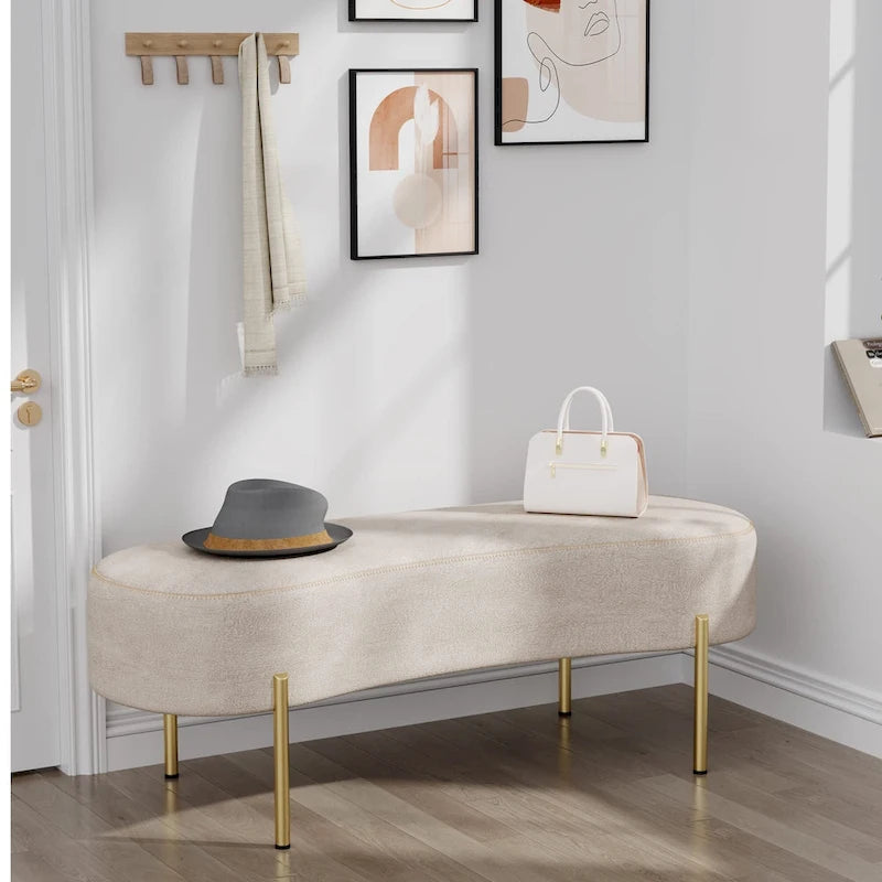 Bench ,Modern Ottoman Bench Bed Bench Entryway Bench with Gold Legs for Living Room