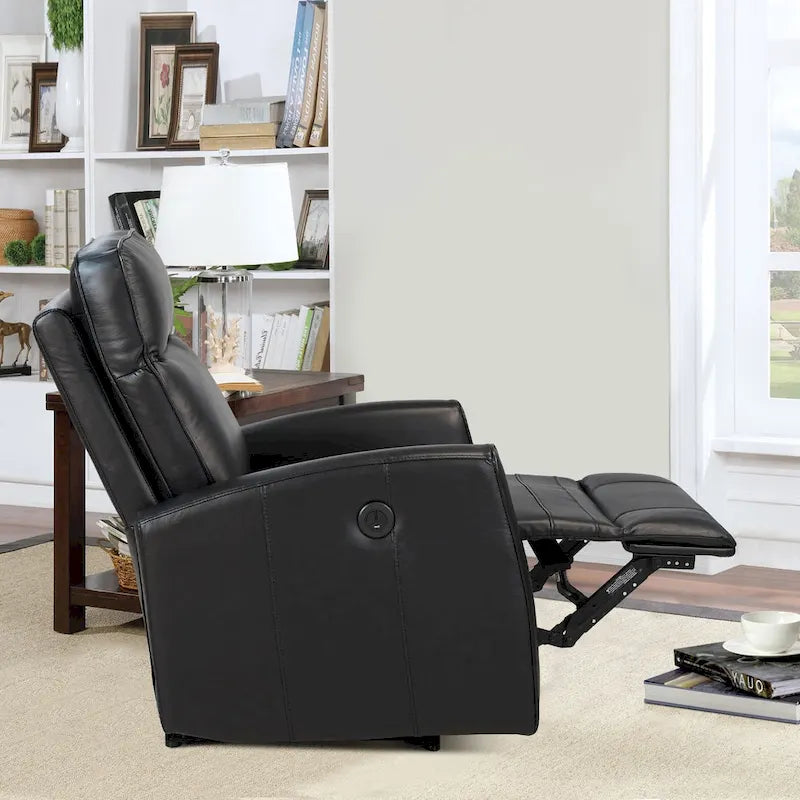27.75 Width Genuine Leather Power Recliner Couch With USB Charger