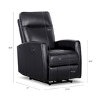 27.75 Width Genuine Leather Power Recliner Couch With USB Charger