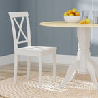 3-Piece Dining Set, 42 Round Drop-Leaf Table and X-Back Chairs