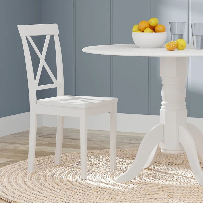 3-Piece Dining Set, 42 Round Drop-Leaf Table and X-Back Chairs