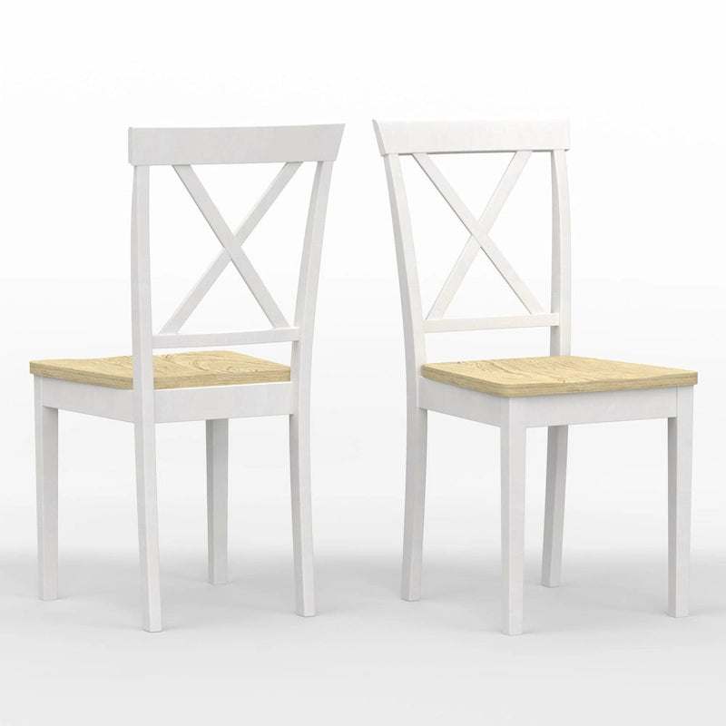 3-Piece Dining Set, 42 Round Drop-Leaf Table and X-Back Chairs