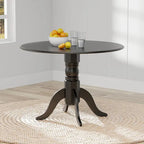3-Piece Dining Set, 42 Round Drop-Leaf Table and X-Back Chairs