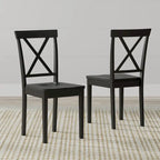 3-Piece Dining Set, 42 Round Drop-Leaf Table and X-Back Chairs