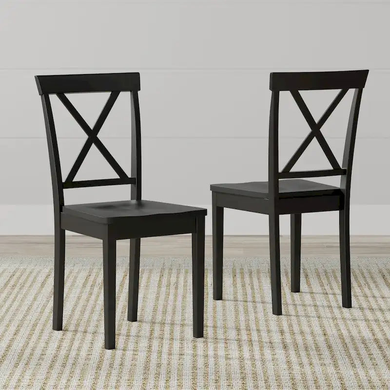 3-Piece Dining Set, 42 Round Drop-Leaf Table and X-Back Chairs