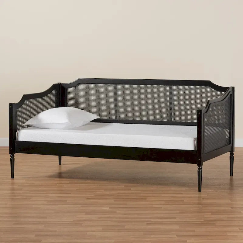 Black Charcoal Synthetic Rattan Daybed - Twin Size