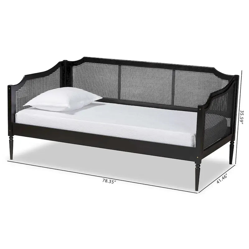 Black Charcoal Synthetic Rattan Daybed - Twin Size