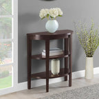 Half-Circle Console Table with 3-Tier Shelves - Espresso/Mahogany