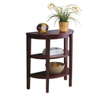 Half-Circle Console Table with 3-Tier Shelves - Espresso/Mahogany