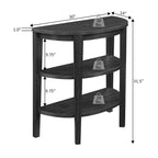 Half-Circle Console Table with 3-Tier Shelves - Espresso/Mahogany