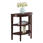 Half-Circle Console Table with 3-Tier Shelves - Espresso/Mahogany