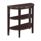 Half-Circle Console Table with 3-Tier Shelves - Espresso/Mahogany