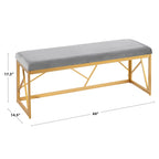 Glam Metal Upholstered Bench - 2 Seater (White/Black/Grey)