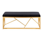 Glam Metal Upholstered Bench - 2 Seater (White/Black/Grey)