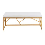 Glam Metal Upholstered Bench - 2 Seater (White/Black/Grey)