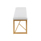 Glam Metal Upholstered Bench - 2 Seater (White/Black/Grey)