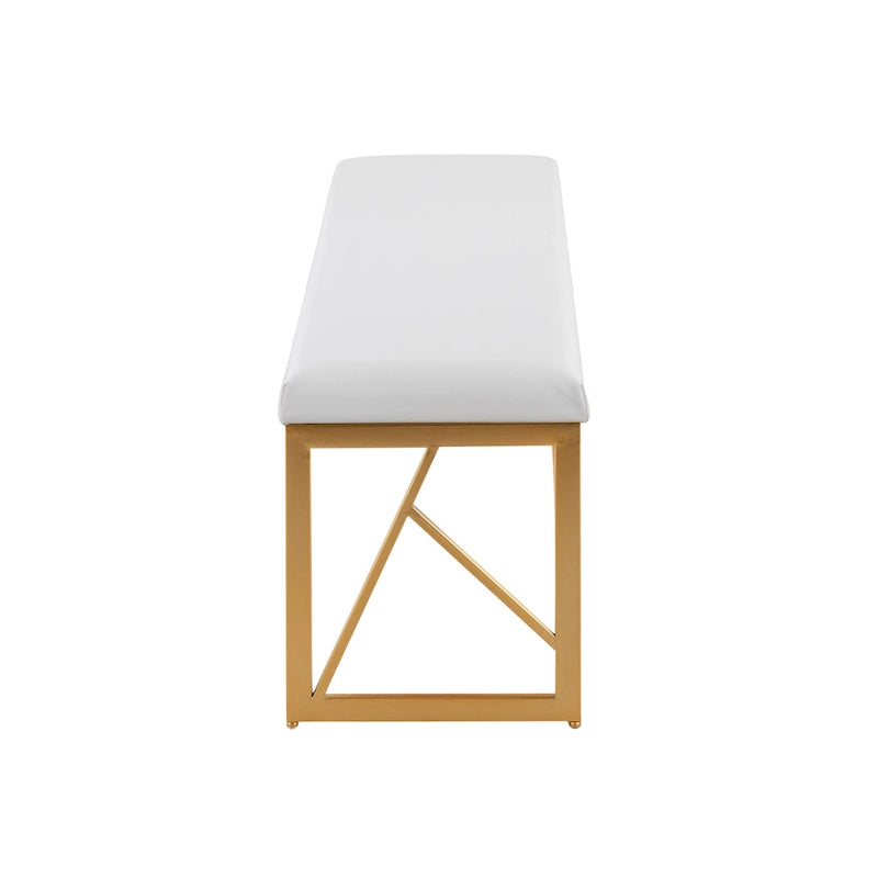 Glam Metal Upholstered Bench - 2 Seater (White/Black/Grey)