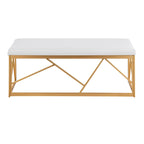 Glam Metal Upholstered Bench - 2 Seater (White/Black/Grey)