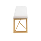 Glam Metal Upholstered Bench - 2 Seater (White/Black/Grey)