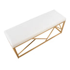 Glam Metal Upholstered Bench - 2 Seater (White/Black/Grey)